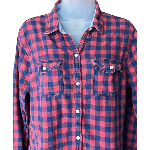 Abercrombie Women's Checkered Button Down Flannel Shirt Sz M Cabincore Cozy - Picture 2 of 8